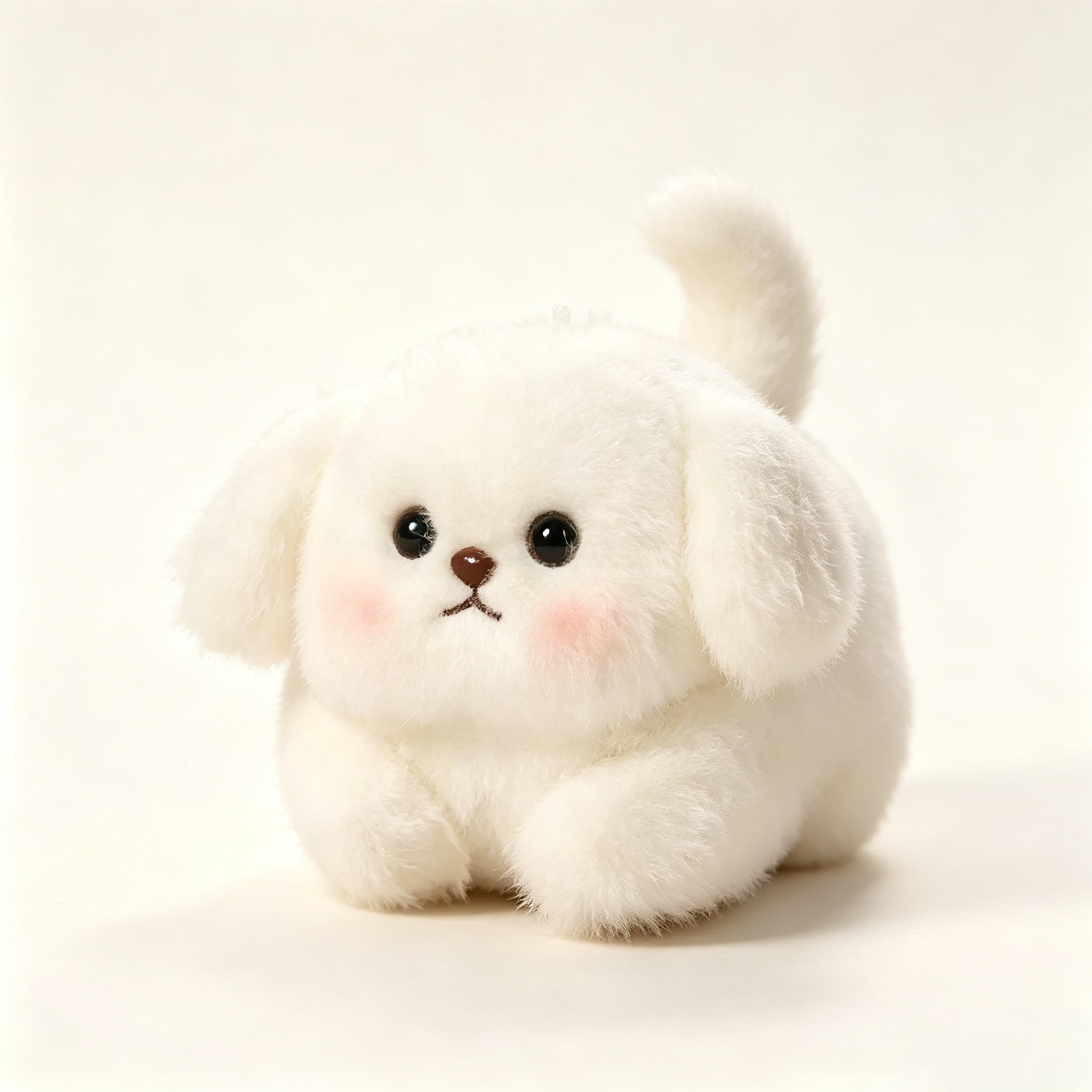 Fluffy White Puppy Plush Toy