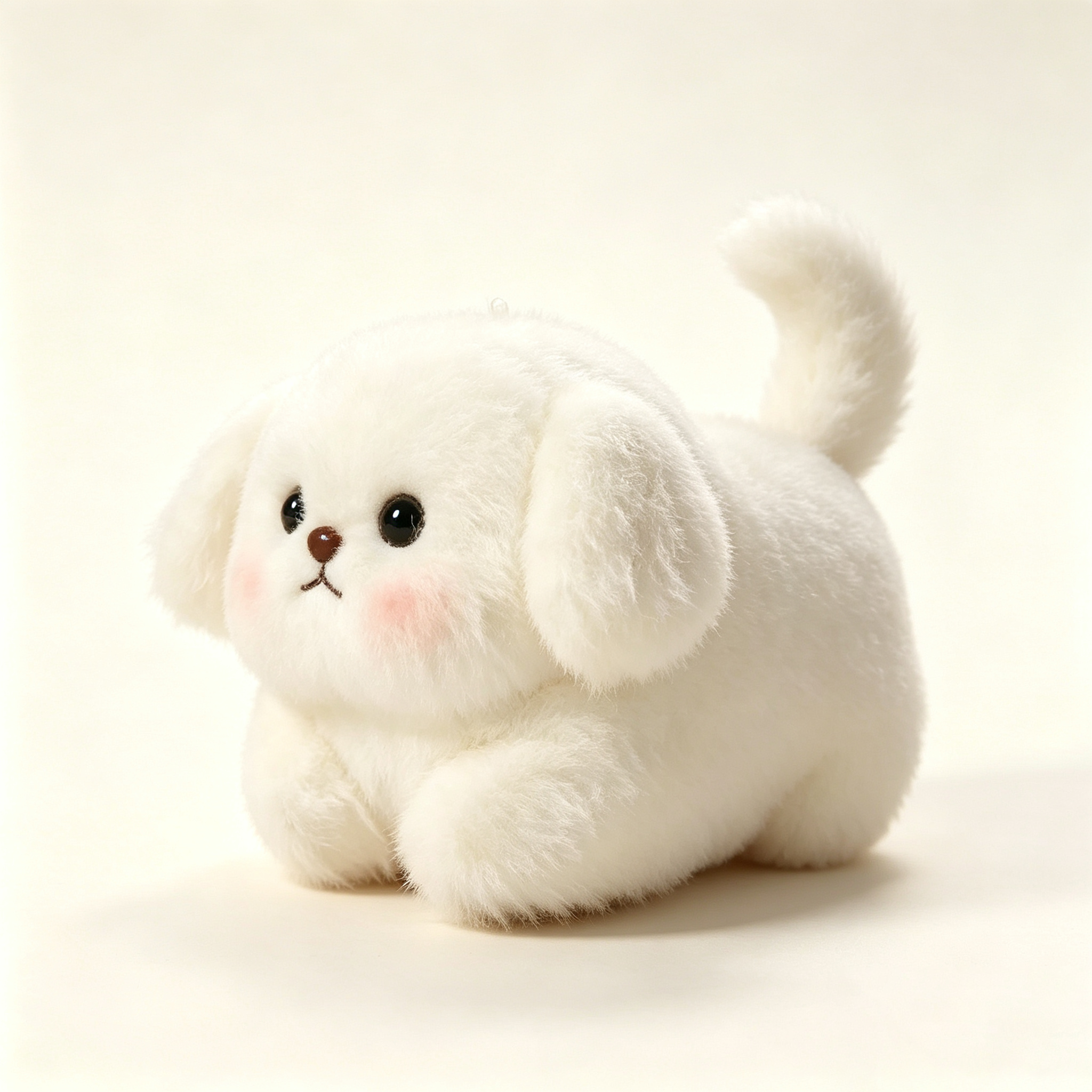 Fluffy White Puppy Plush Toy