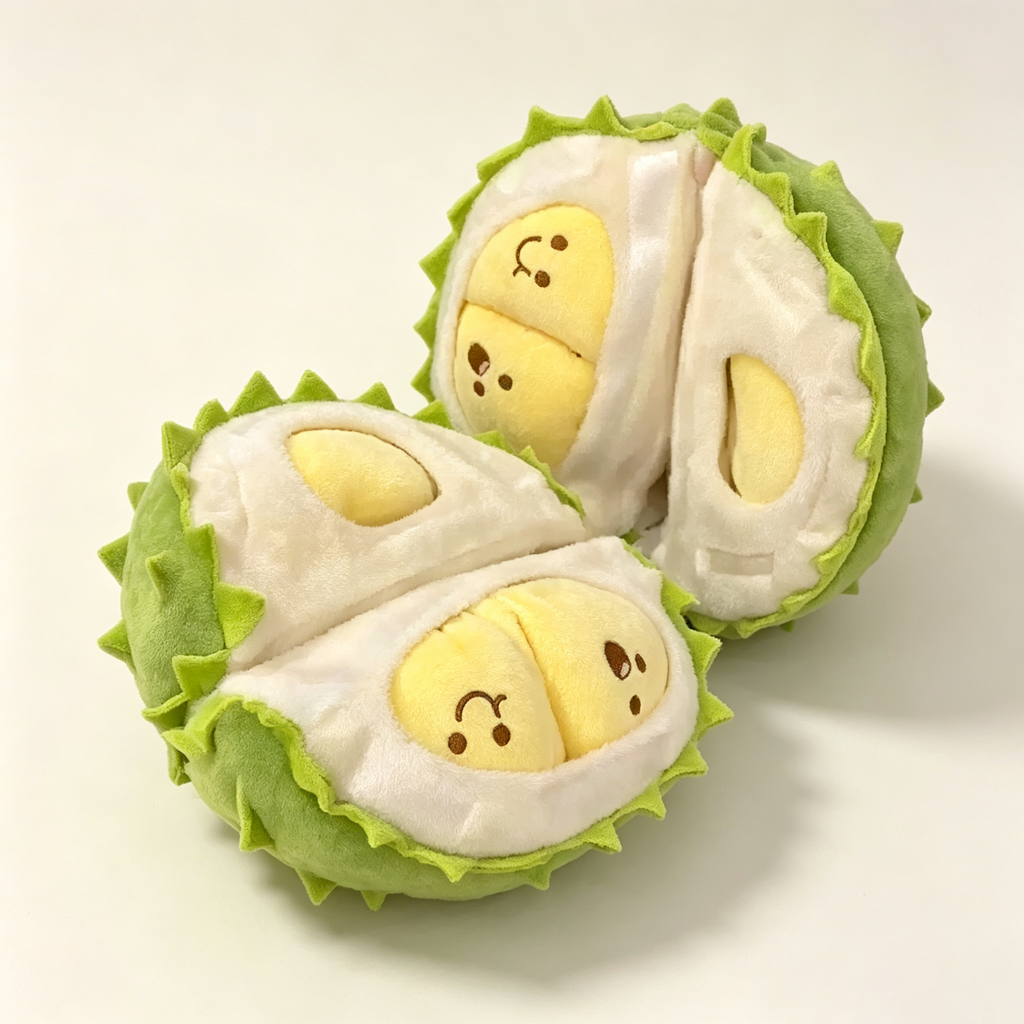 Durian Plush Toy with Removable Pulp